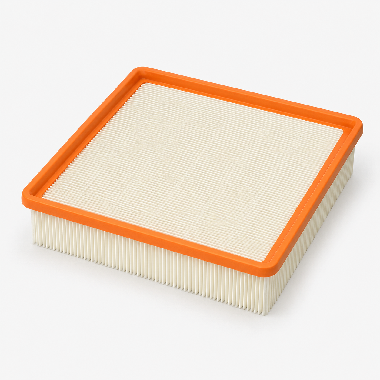Generic automotive engine air filter on a clean studio background