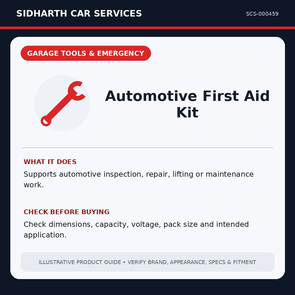 Automotive First Aid Kit illustrative product guide