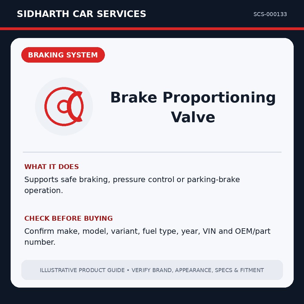 Brake Proportioning Valve illustrative product guide