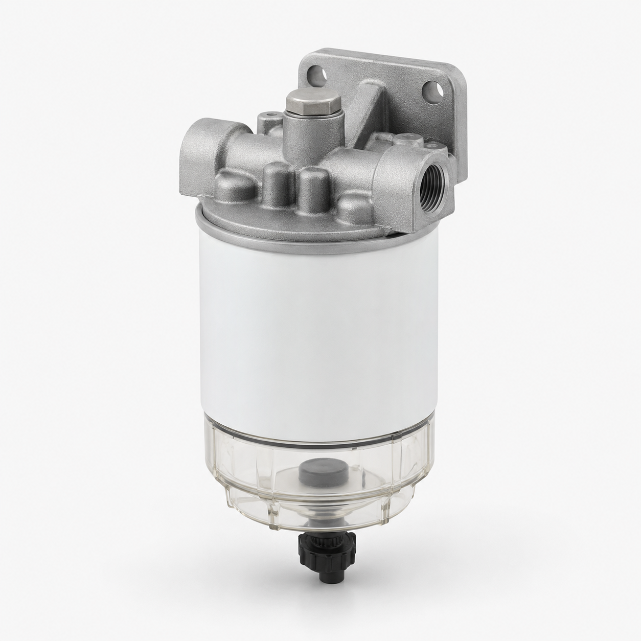 Generic diesel pre-filter and water separator on a clean studio background