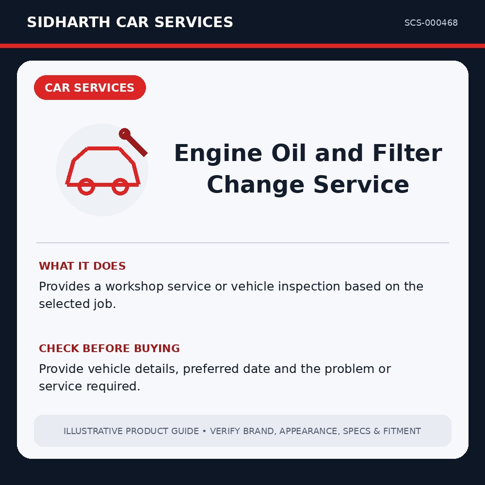 Engine Oil and Filter Change Service illustrative product guide