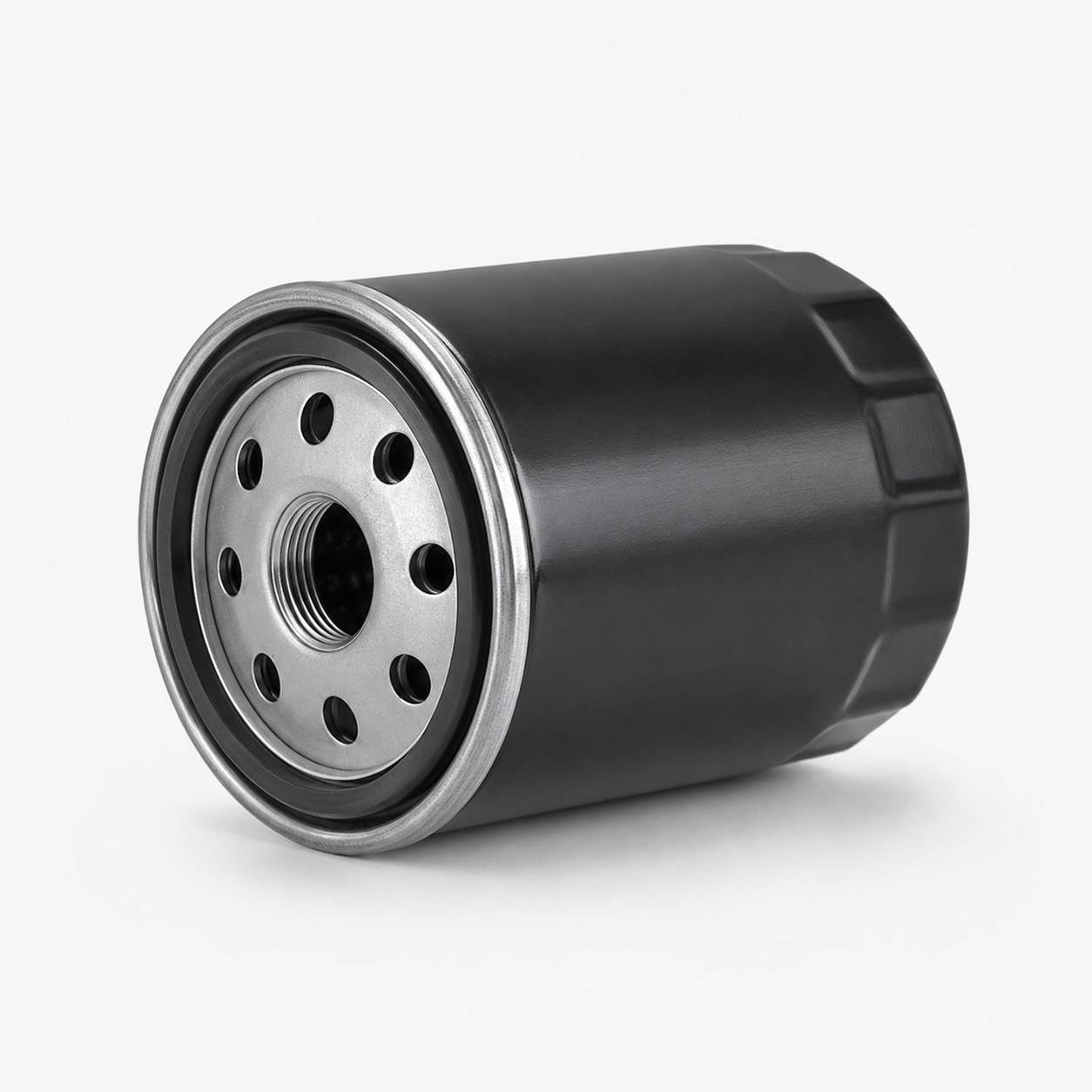 Generic engine oil filter on a clean studio background