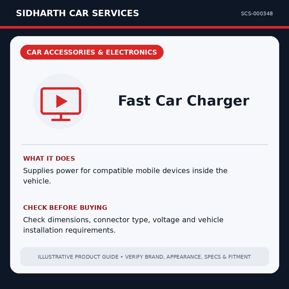 Fast Car Charger illustrative product guide