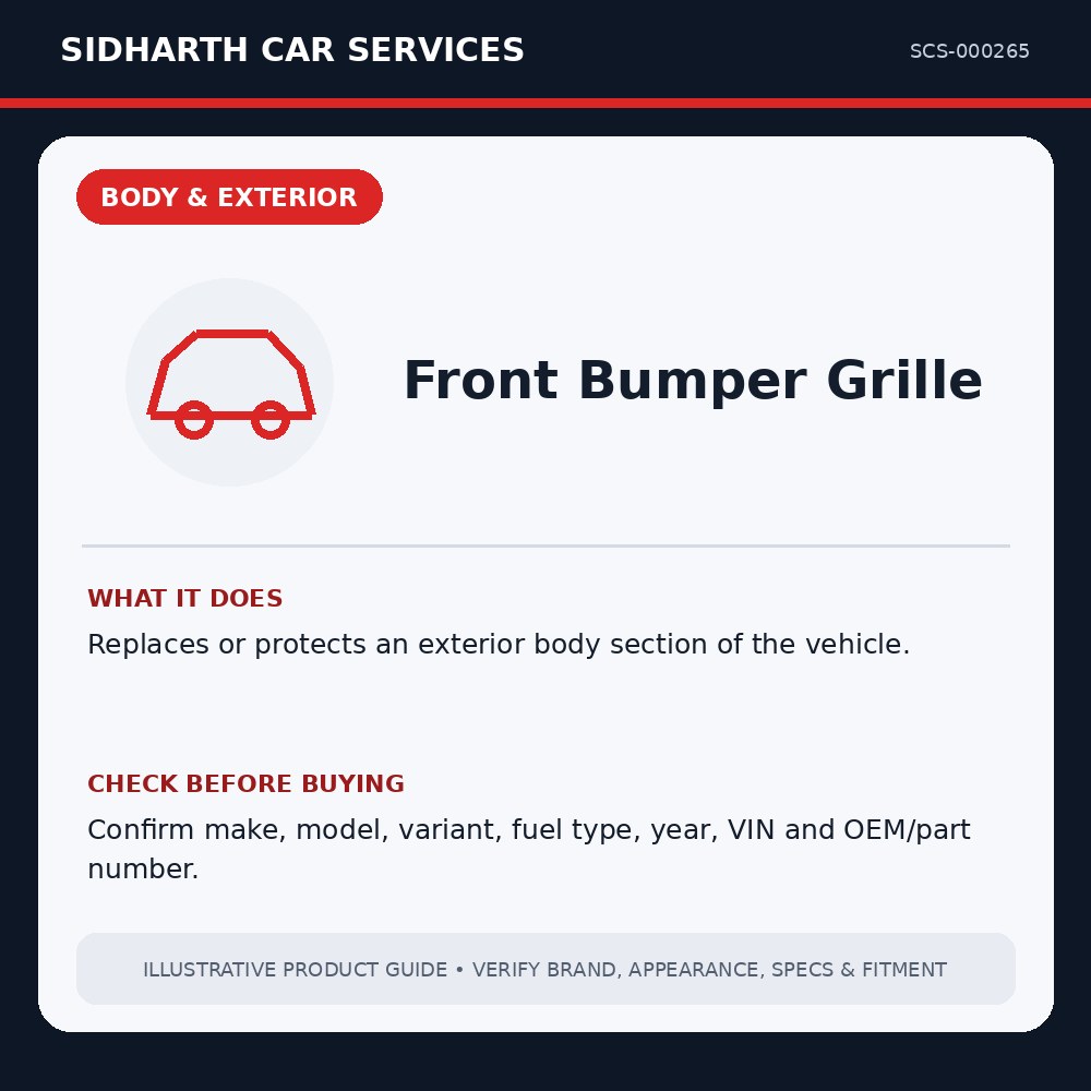Front Bumper Grille illustrative product guide