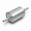 Generic automotive fuel filter on a clean studio background