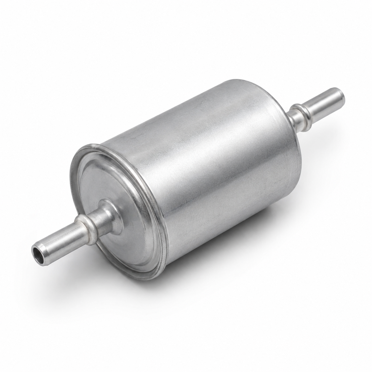 Generic automotive fuel filter on a clean studio background