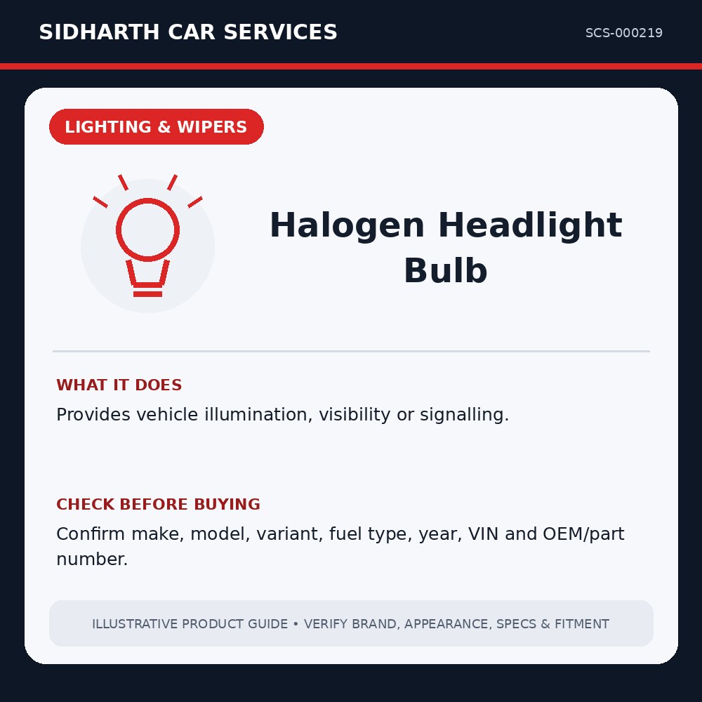 Halogen Headlight Bulb illustrative product guide