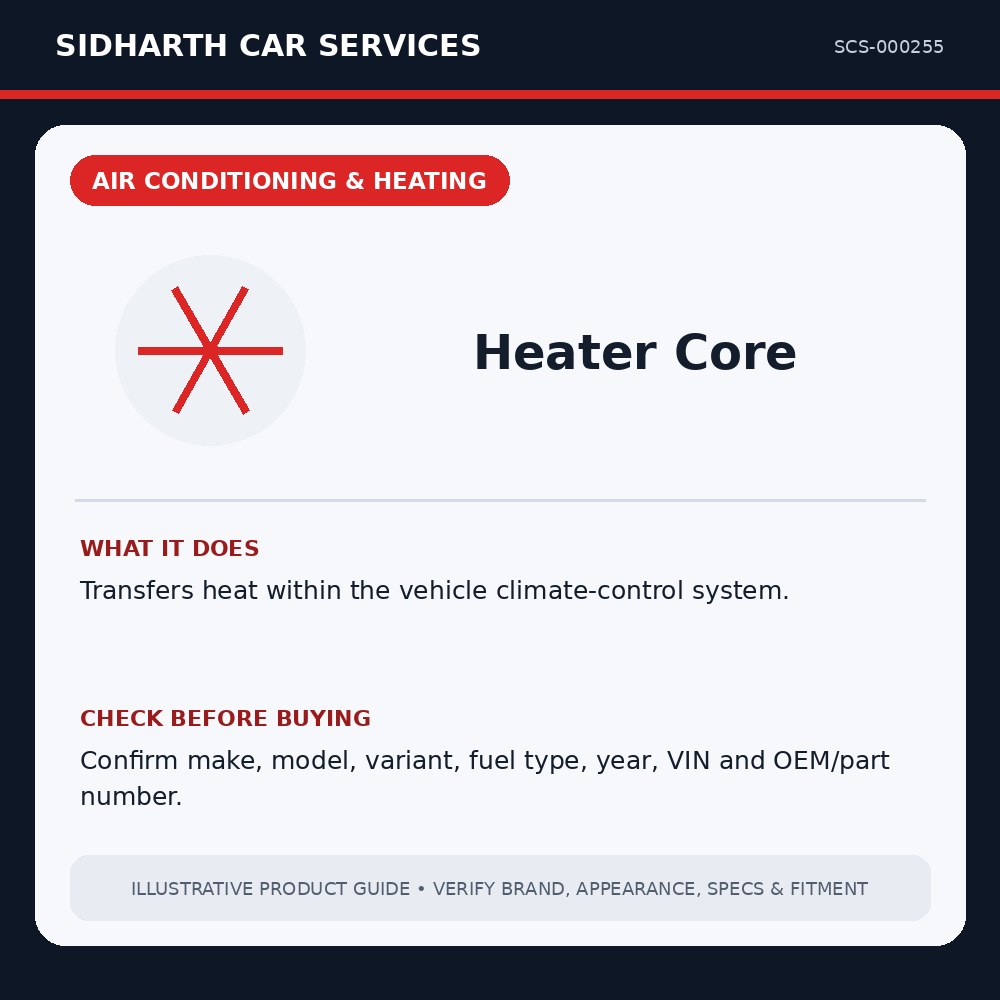 Heater Core illustrative product guide