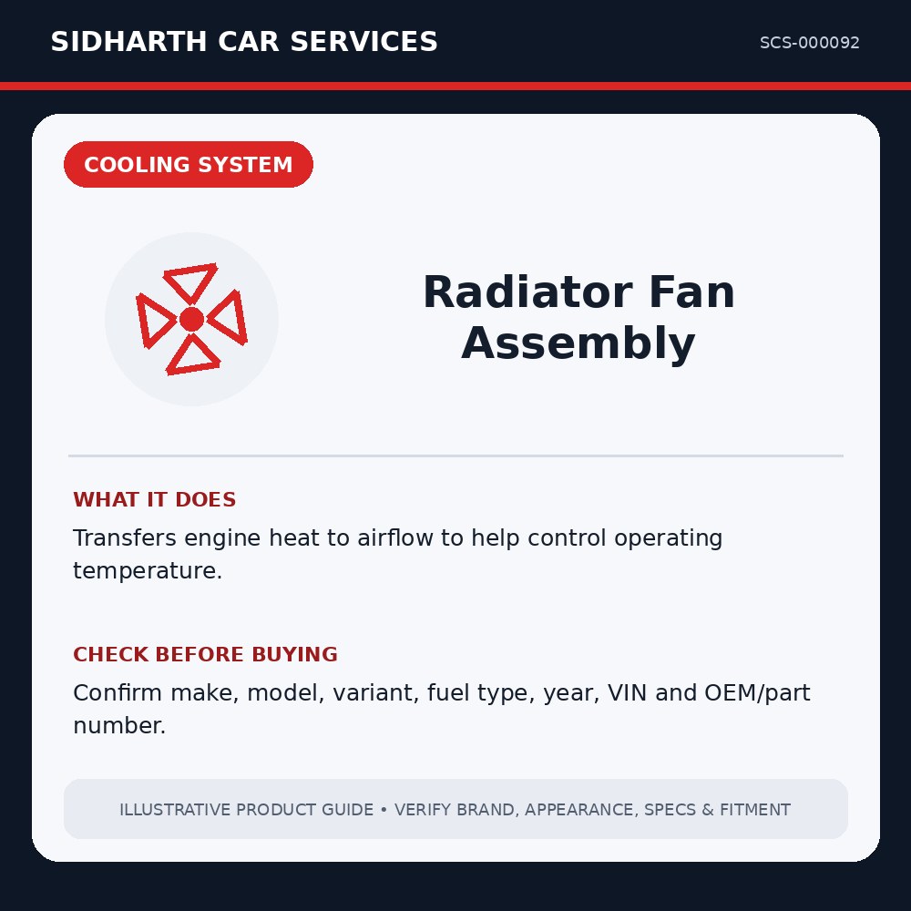 Radiator Fan Assembly illustrative product guide