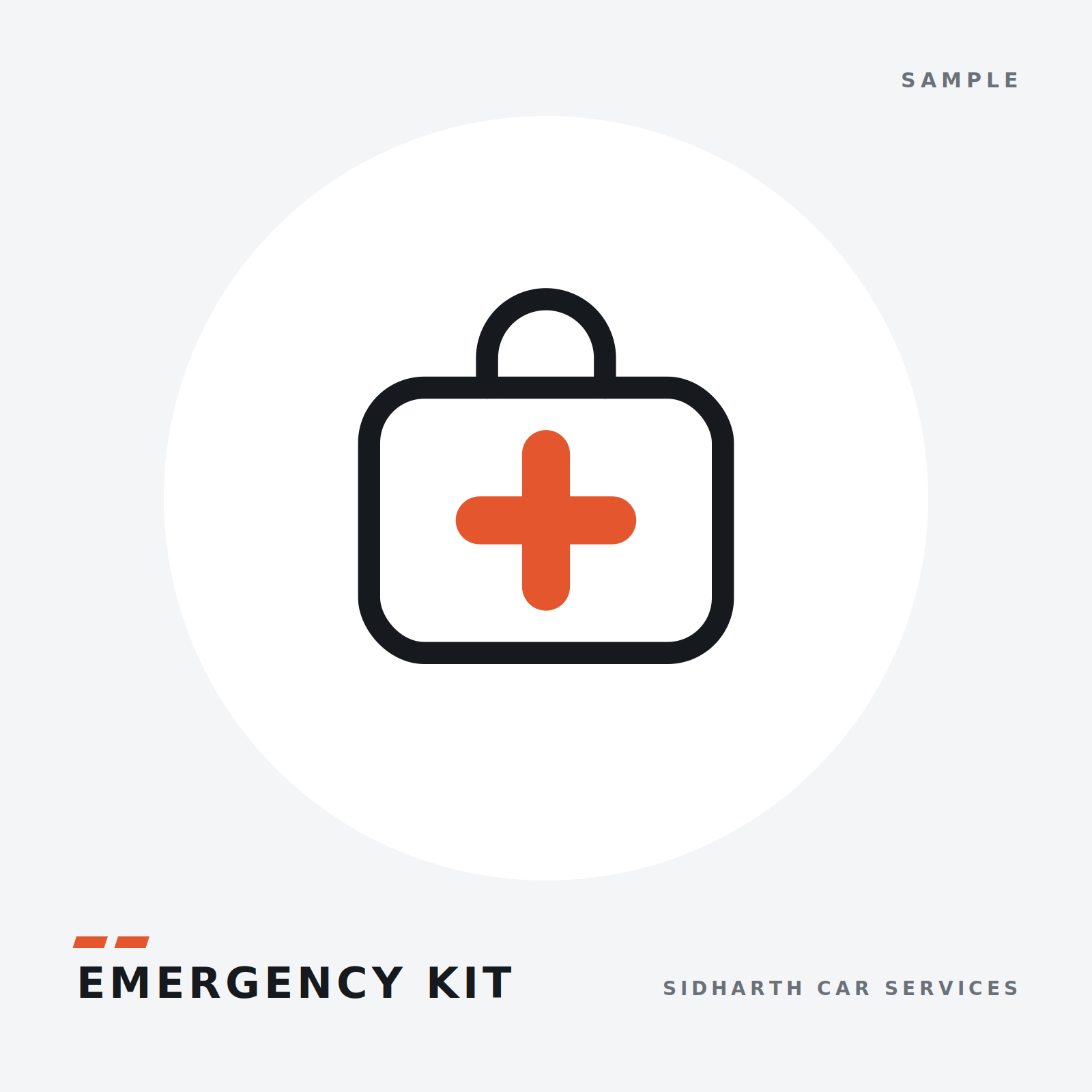 Car first aid and emergency kit — sample product illustration