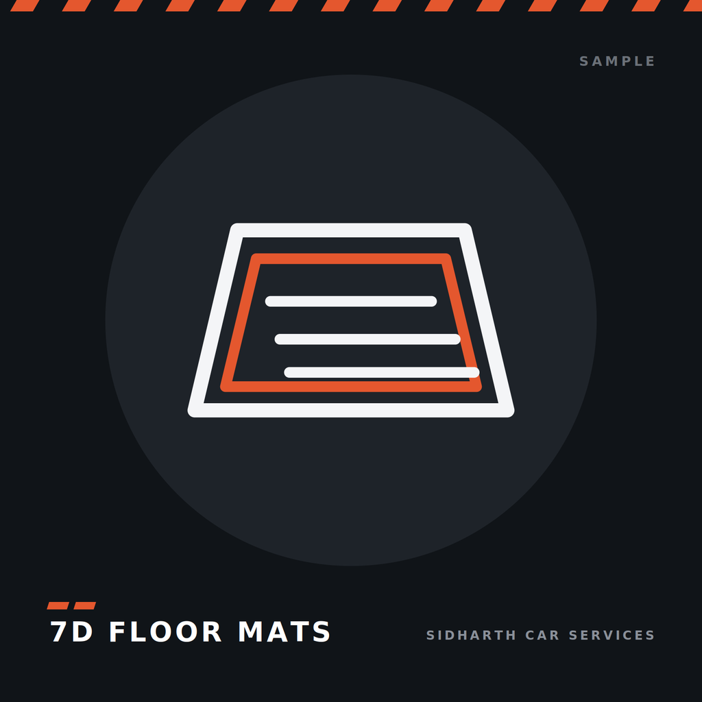 7D car floor mats set of 5 — sample product illustration on dark background