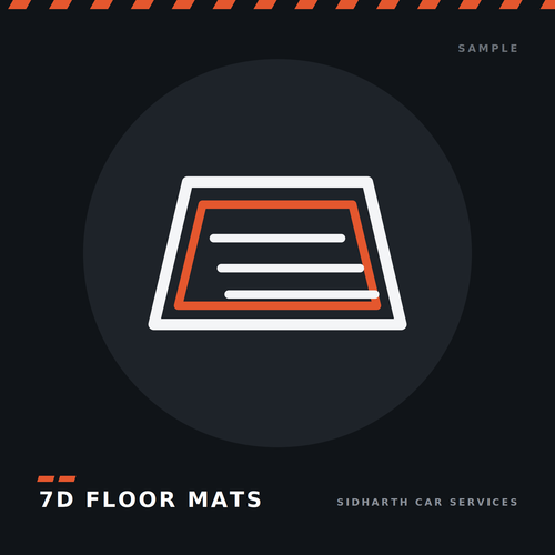 7D car floor mats set of 5 — sample product illustration on dark background