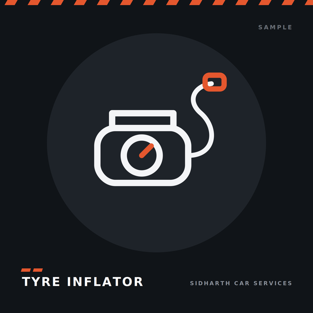 Portable 12V tyre inflator with digital gauge — sample product illustration on dark background