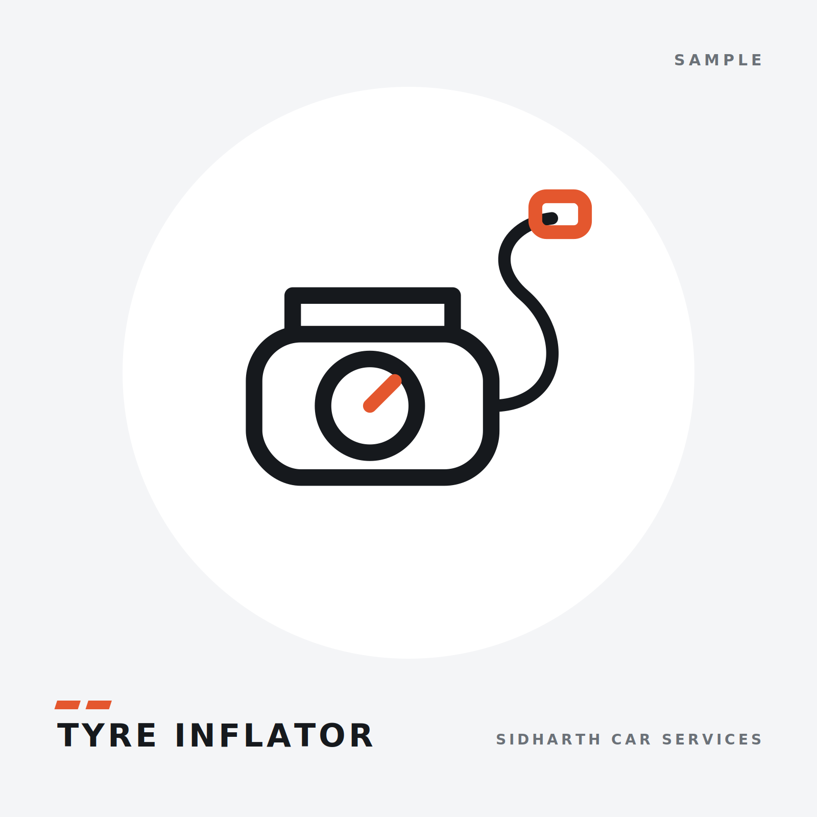 Portable 12V tyre inflator with digital gauge — sample product illustration