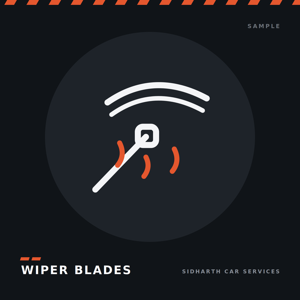 Frame-type wiper blade pair — sample product illustration on dark background
