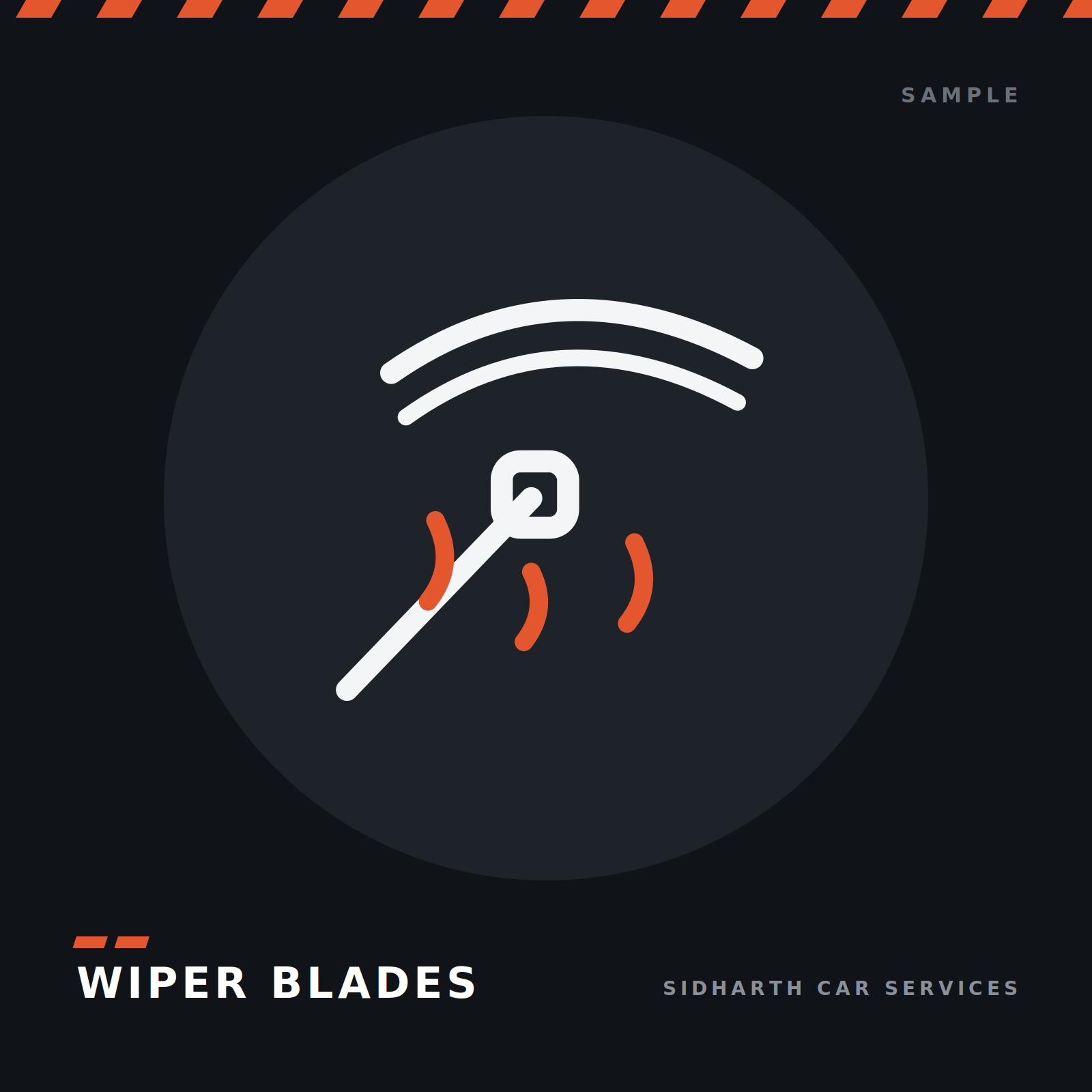 Frame-type wiper blade pair — sample product illustration on dark background
