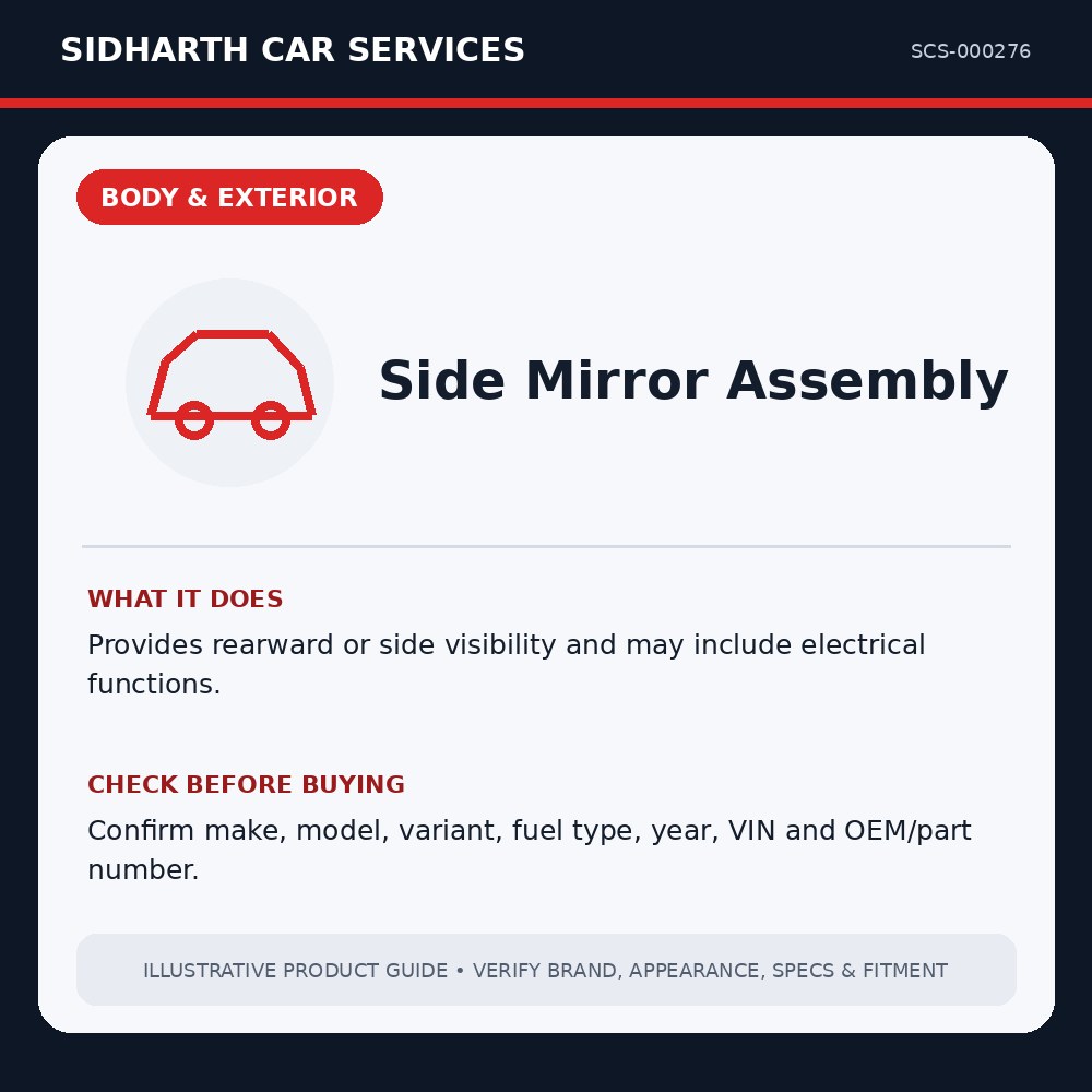 Side Mirror Assembly illustrative product guide