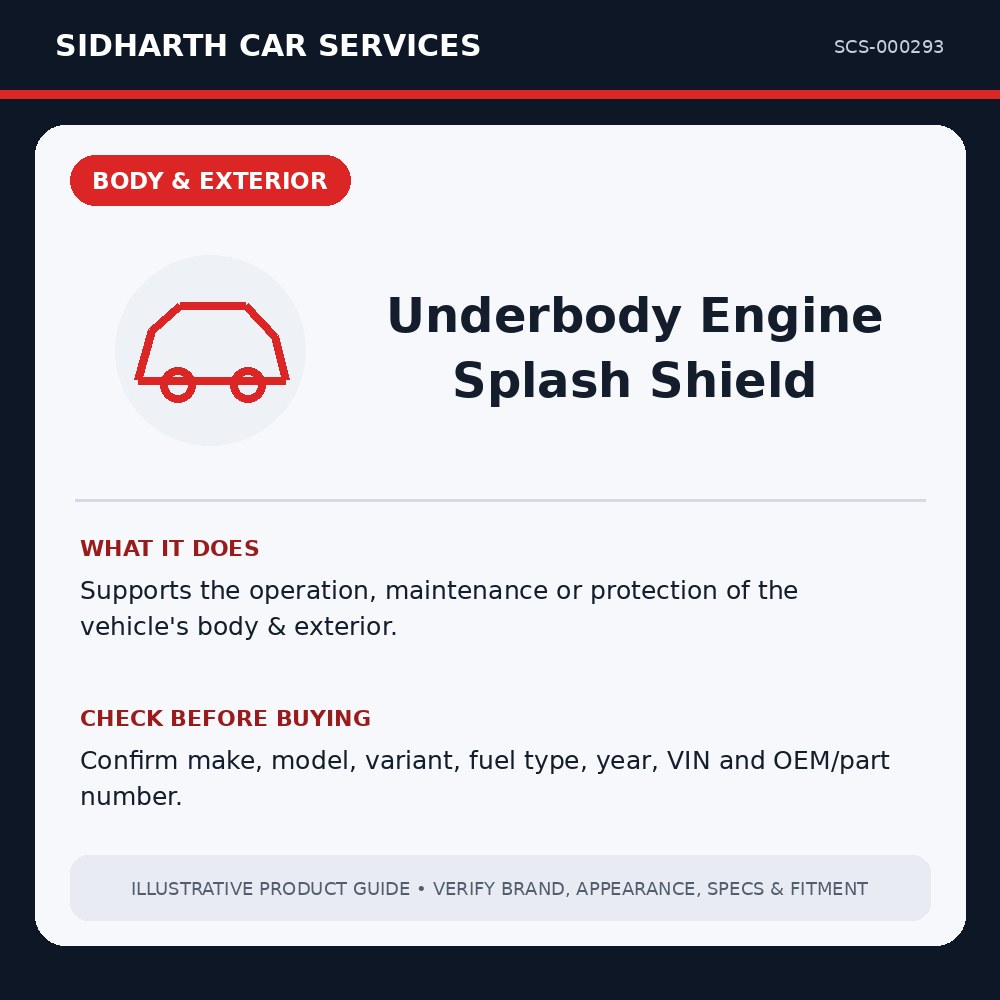 Underbody Engine Splash Shield illustrative product guide