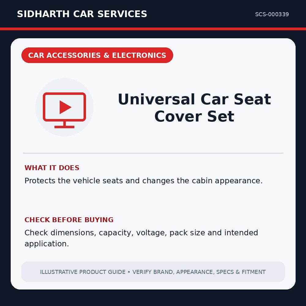 Universal Car Seat Cover Set illustrative product guide