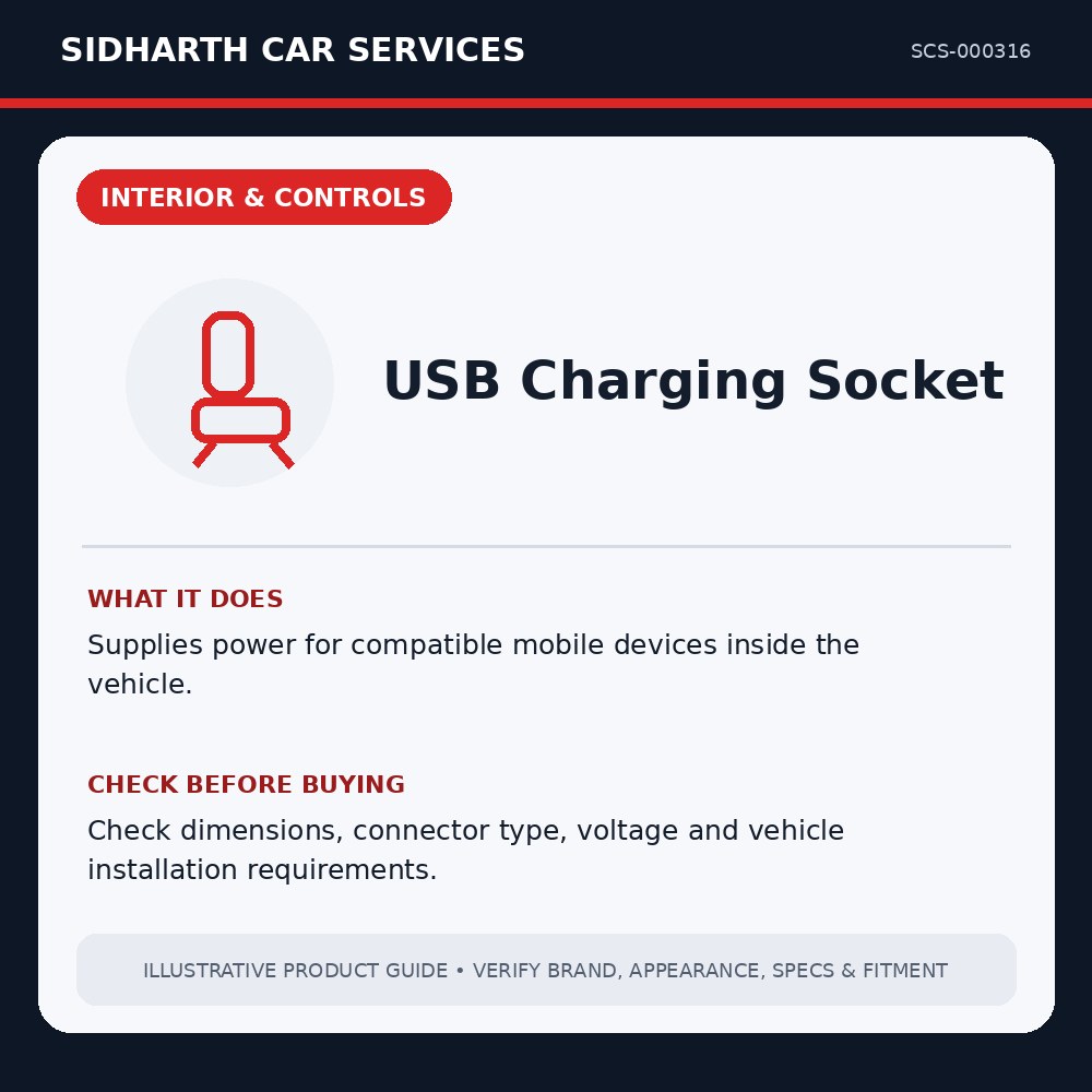 USB Charging Socket illustrative product guide