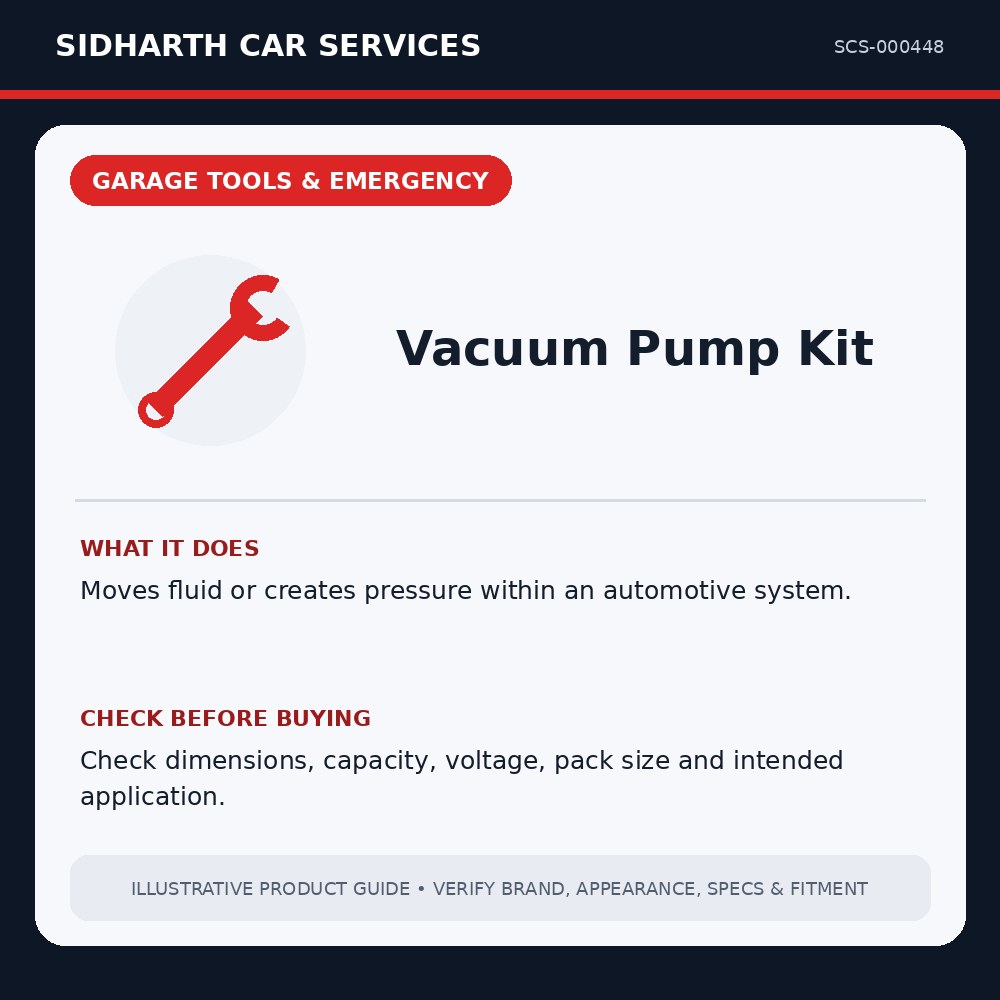 Vacuum Pump Kit illustrative product guide